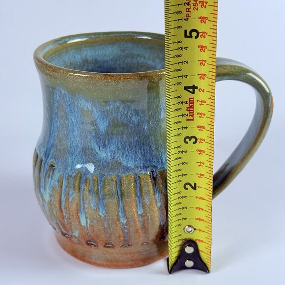Studio Pottery Mug Signed Nancy Jana Kent JanaWare  Blue Green Drip 14oz - Picture 8 of 9